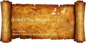 Lukáts Anina névjegykártya